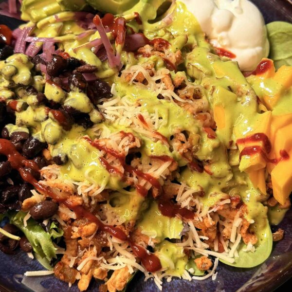 Organic Taco Salad with Homemade Organic Cilantro Lime Dressing